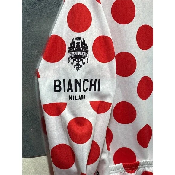 Bianchi Milano "King of the Mountains" Cycling Jersey Long Sleeve XL Vintage - Picture 8 of 16